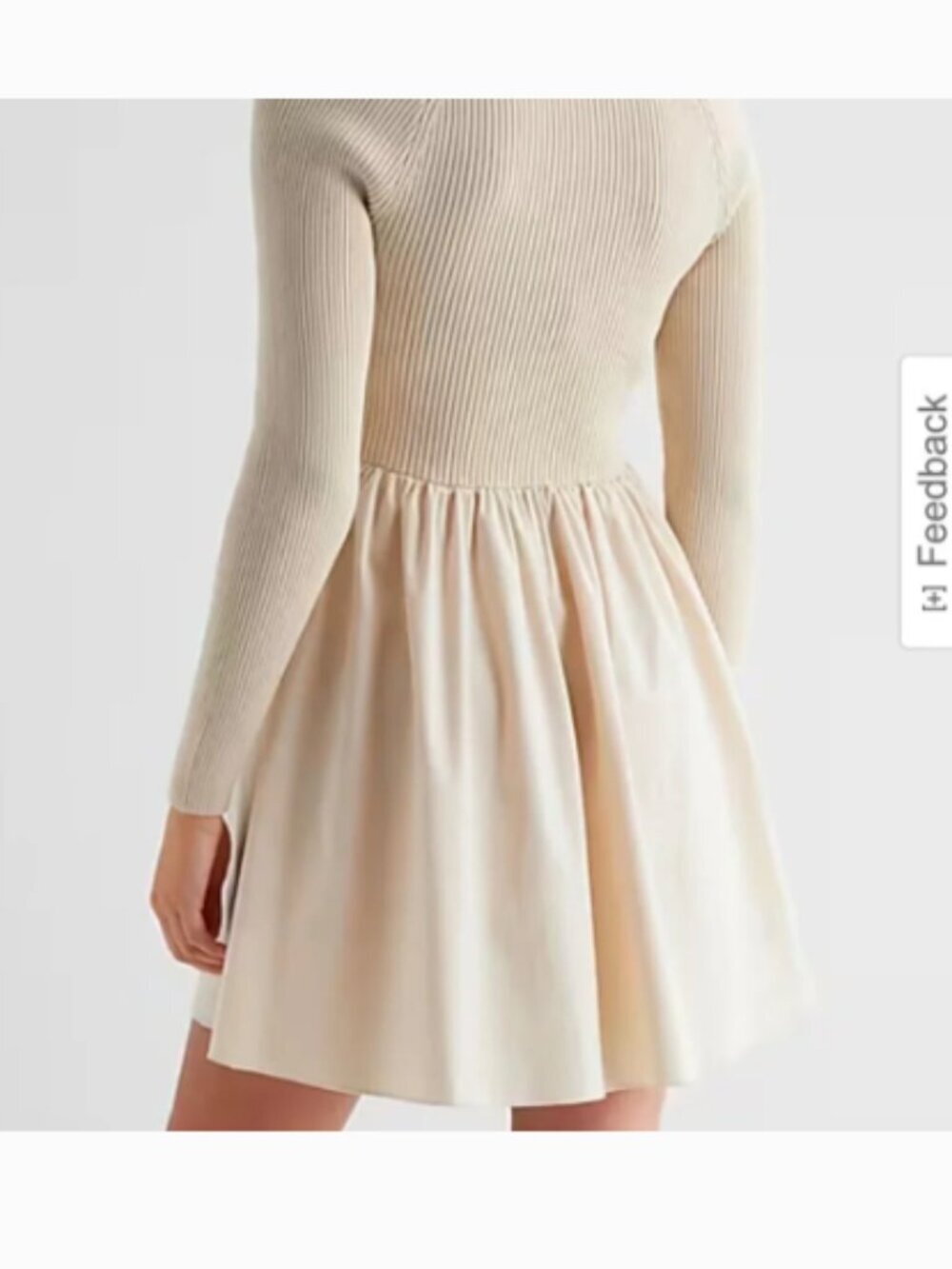 Express Ribbed Knit Scoop-Neck Dress in Ivory Size M - Picture 2 of 9